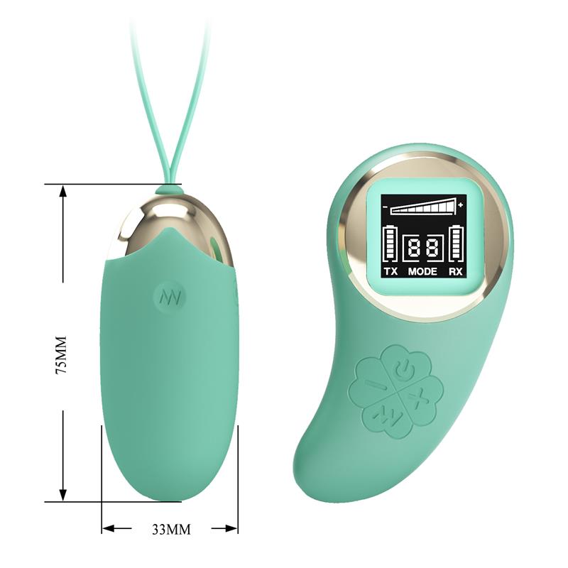 PRETTYLOVE - MINA HUEVO VIBRADOR CON CONTROL REMOTO PANTALLA DIGITAL VERDE