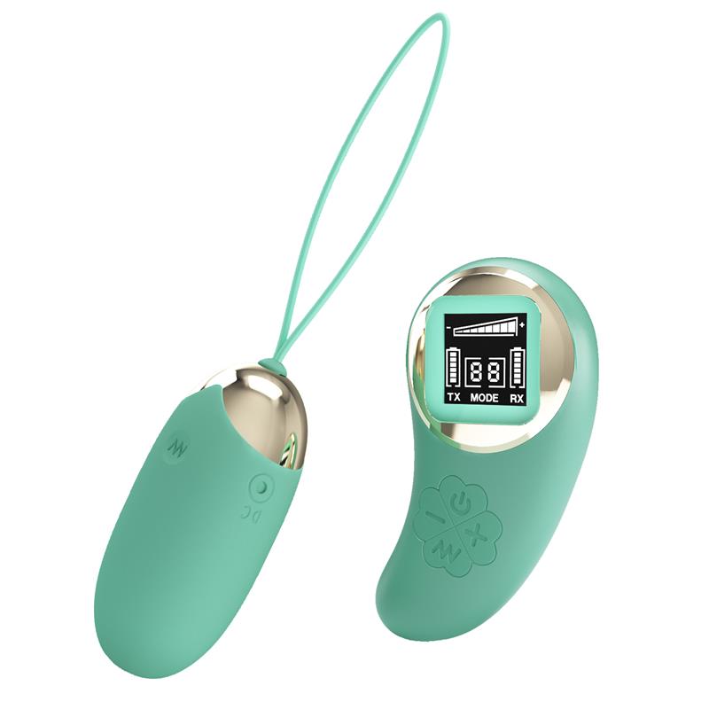 PRETTYLOVE - MINA HUEVO VIBRADOR CON CONTROL REMOTO PANTALLA DIGITAL VERDE