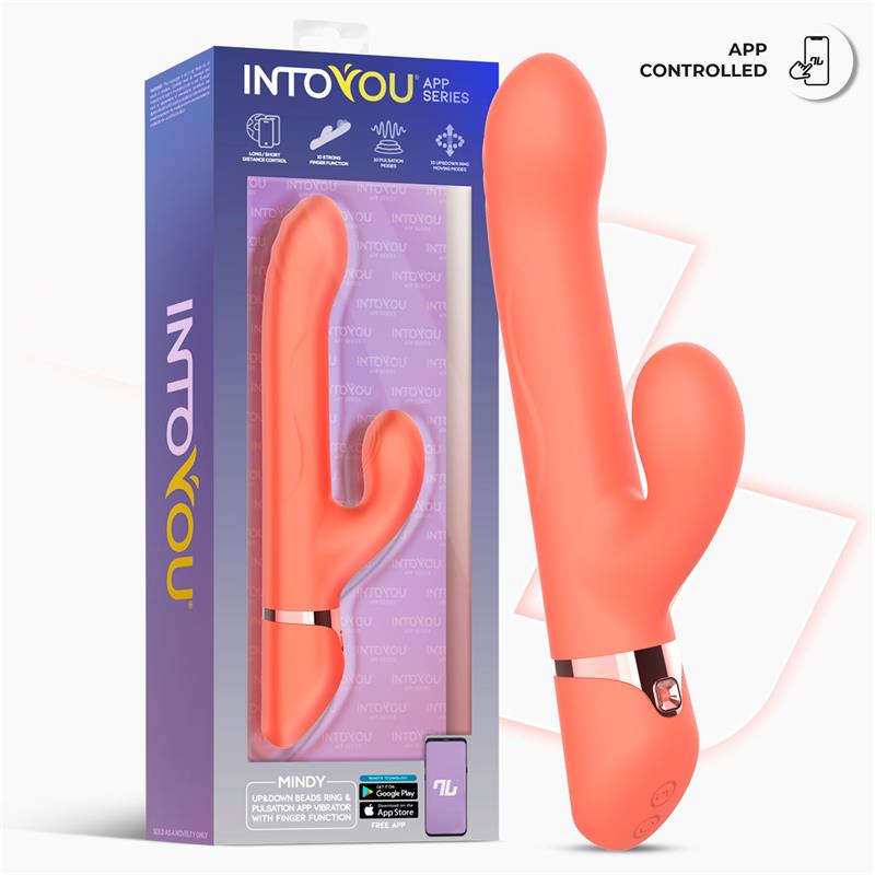 INTOYOU APP SERIES - MINDY VIBRADOR CON ANILLO DE BOLAS UP AND DOWN, FINGER Y PULSACIÓN CON APP
