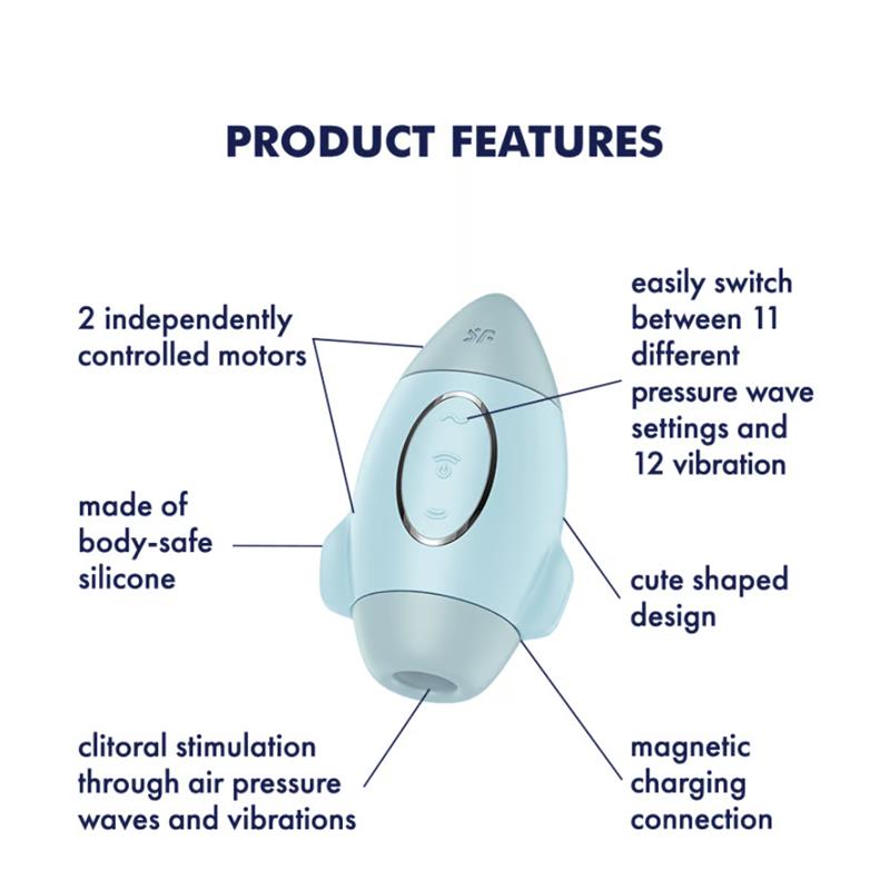 SATISFYER - MISSION CONTROL SUCCIONADOR Y VIBRADOR AZUL