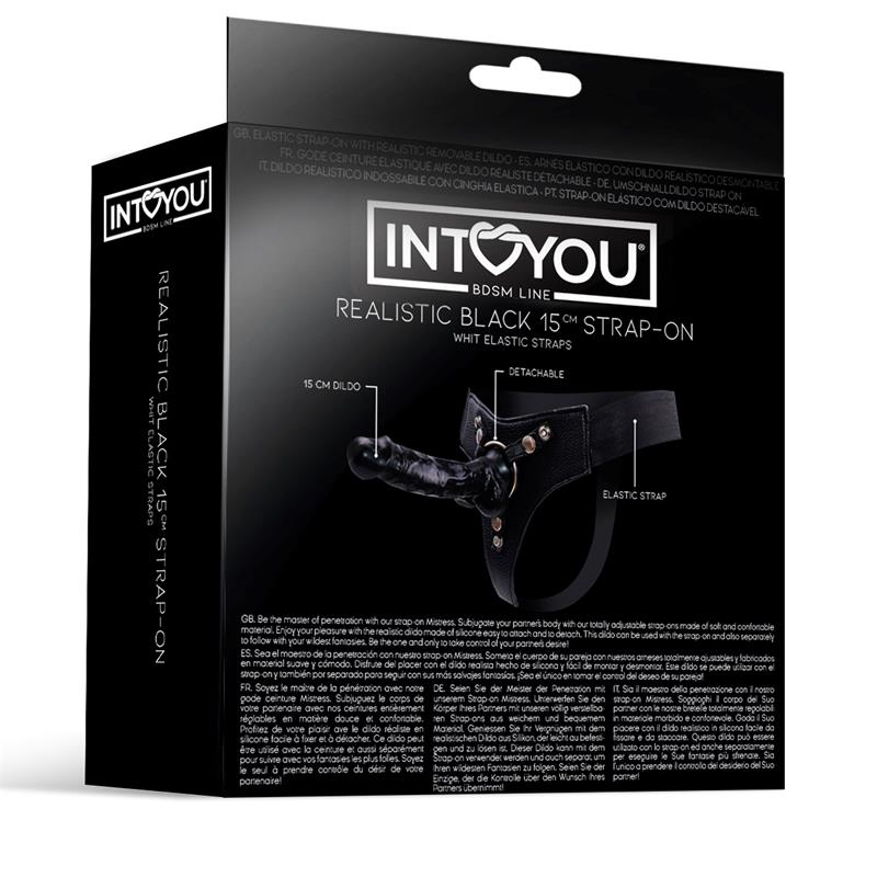 INTOYOU BDSM LINE - MISTRESS ARNÉS ELÁSTICO CON DILDO DE SILICONA DE 15 CM NEGRO