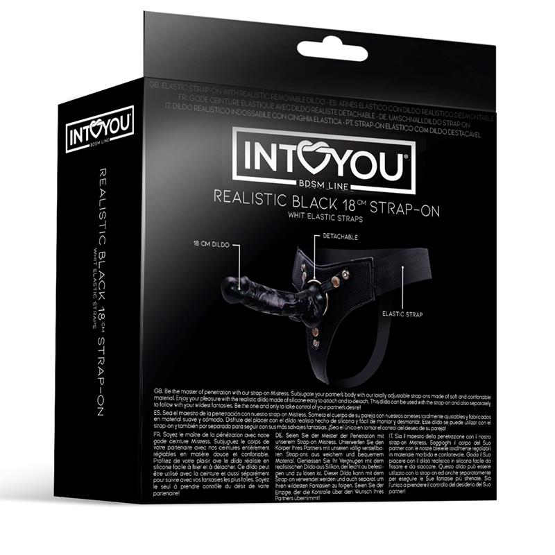 INTOYOU BDSM LINE - MISTRESS ARNÉS ELÁSTICO CON DILDO DE SILICONA DE 18 CM NEGRO