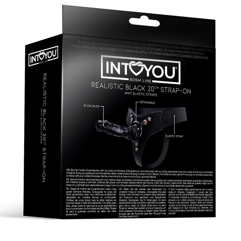 INTOYOU BDSM LINE - MISTRESS ARNÉS ELÁSTICO CON DILDO DE SILICONA DE 20 CM NEGRO