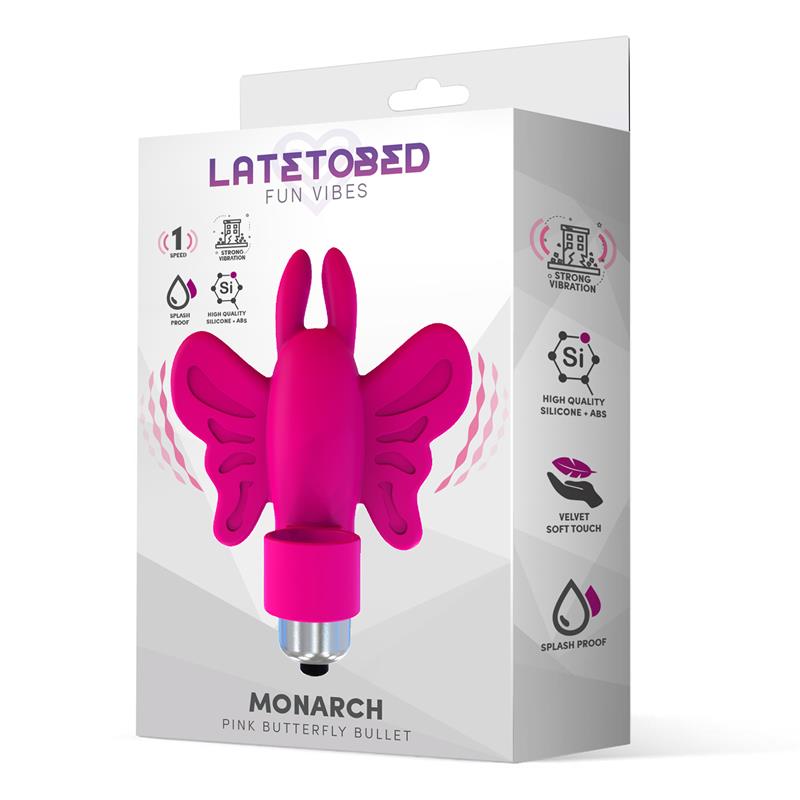 LATETOBED - MONARCH BALA VIBRADORA MARIPOSA SILICONA ROSA