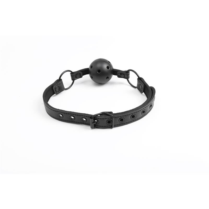 INTOYOU BLACK SHADOW - MORDAZA AJUSTABLE DE BOLA TRASPIRABLE CUERO VEGANO