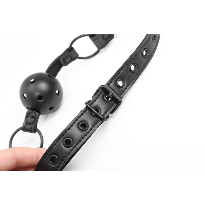 INTOYOU BLACK SHADOW - MORDAZA AJUSTABLE DE BOLA TRASPIRABLE CUERO VEGANO