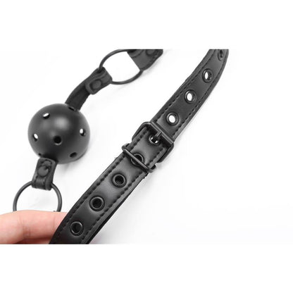 INTOYOU BLACK SHADOW - MORDAZA AJUSTABLE DE BOLA TRASPIRABLE CUERO VEGANO
