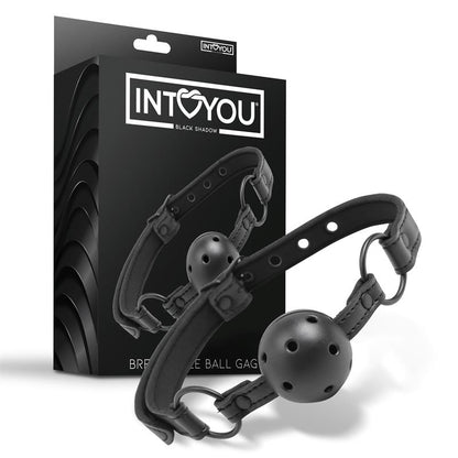 INTOYOU BLACK SHADOW - MORDAZA AJUSTABLE DE BOLA TRASPIRABLE CUERO VEGANO