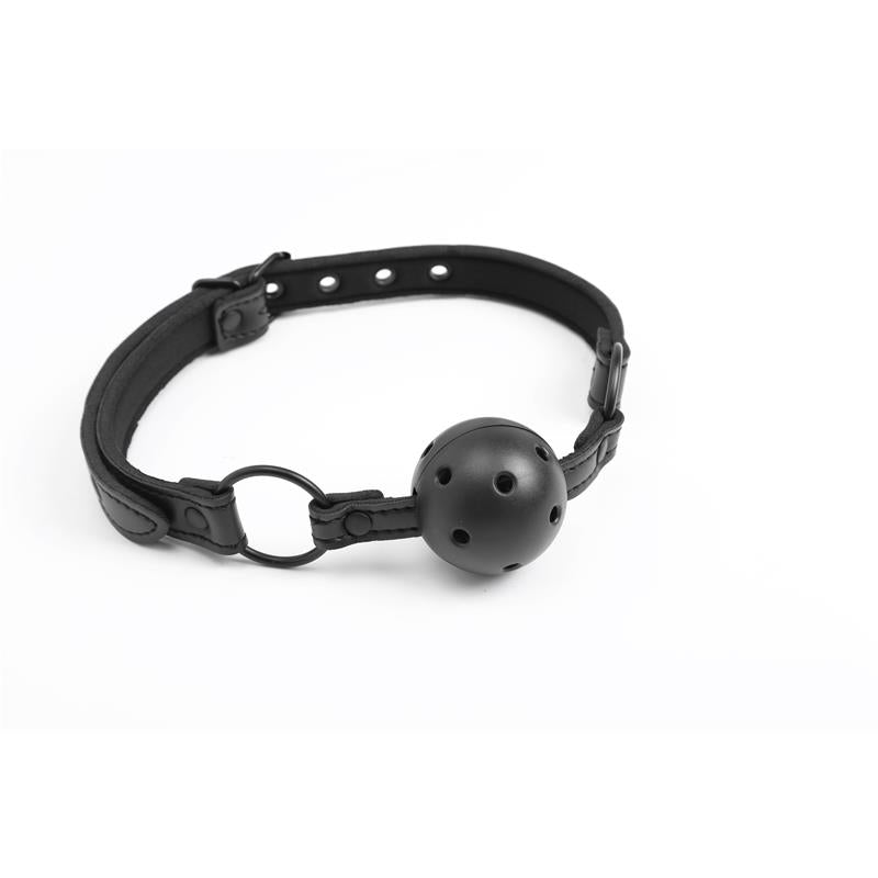 INTOYOU BLACK SHADOW - MORDAZA AJUSTABLE DE BOLA TRASPIRABLE CUERO VEGANO