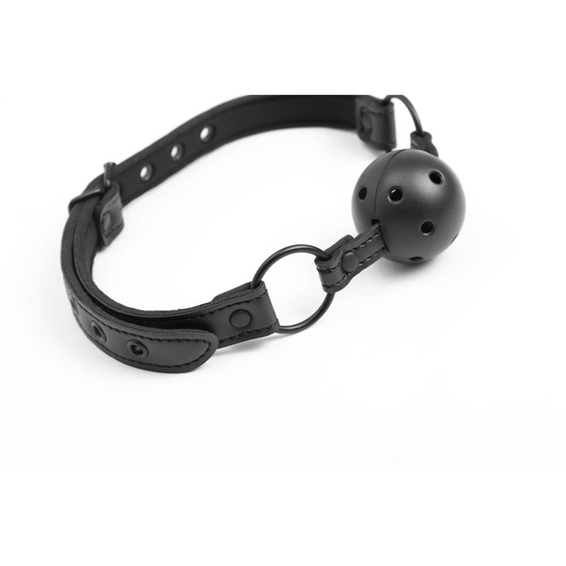 INTOYOU BLACK SHADOW - MORDAZA AJUSTABLE DE BOLA TRASPIRABLE CUERO VEGANO