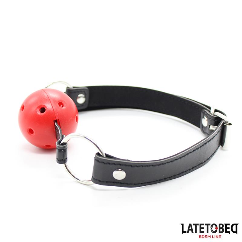 LATETOBED BDSM LINE - MORDAZA BOLA HUECA DURA  ROJO