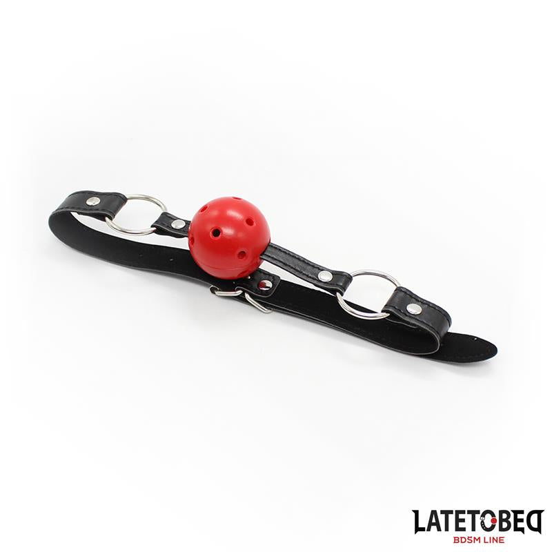 LATETOBED BDSM LINE - MORDAZA BOLA HUECA DURA  ROJO