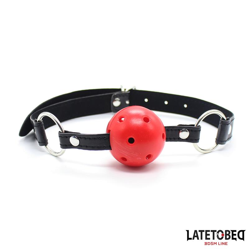 LATETOBED BDSM LINE - MORDAZA BOLA HUECA DURA  ROJO