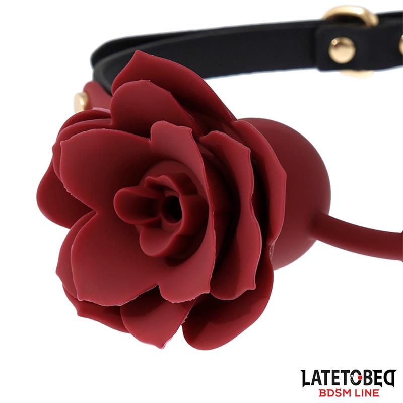 LATETOBED BDSM LINE - MORDAZA BOLA SILICONA TRANSPITABLE ADORNO ROSA AJUSTABLE 47-56 CM