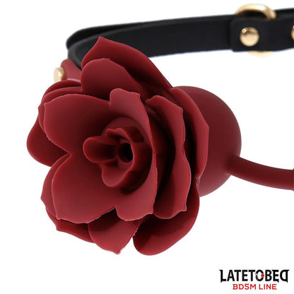 LATETOBED BDSM LINE - MORDAZA BOLA SILICONA TRANSPITABLE ADORNO ROSA AJUSTABLE 47-56 CM