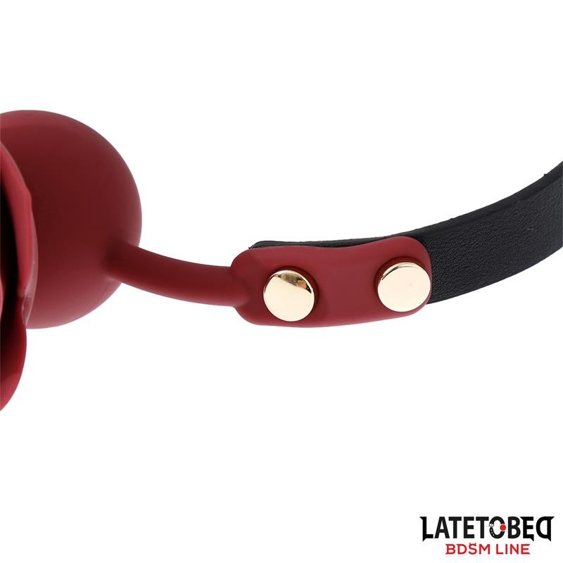 LATETOBED BDSM LINE - MORDAZA BOLA SILICONA TRANSPITABLE ADORNO ROSA AJUSTABLE 47-56 CM