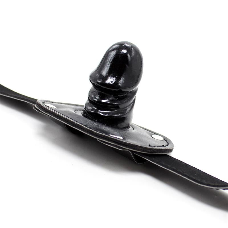LATETOBED BDSM LINE - MORDAZA CON CANDADO FORMA DE PENE 5 CM PEQUEÑO NEGRO