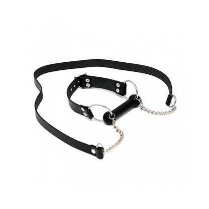 BONDAGE PLAY - MORDAZA CON FORMA DE BOCADO DE CABALLO Y RIENDAS CUERO Y SILICONA