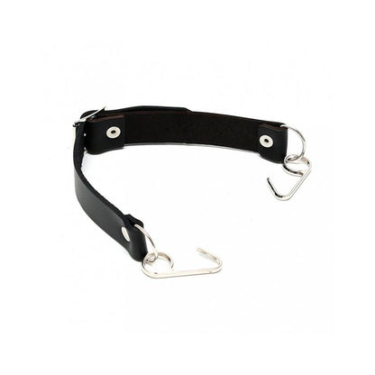 BONDAGE PLAY - MORDAZA CON GANCHOS LABIOS CUERO AJUSTABLE