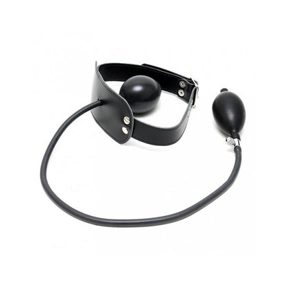 BONDAGE PLAY - MORDAZA CUERO CON GLOBO INFLABLE Y BOMBA AJUSTABLE