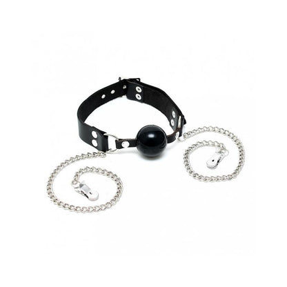 BONDAGE PLAY - MORDAZA CUERO Y PINZAS PARA PEZONES AJUSTABLE