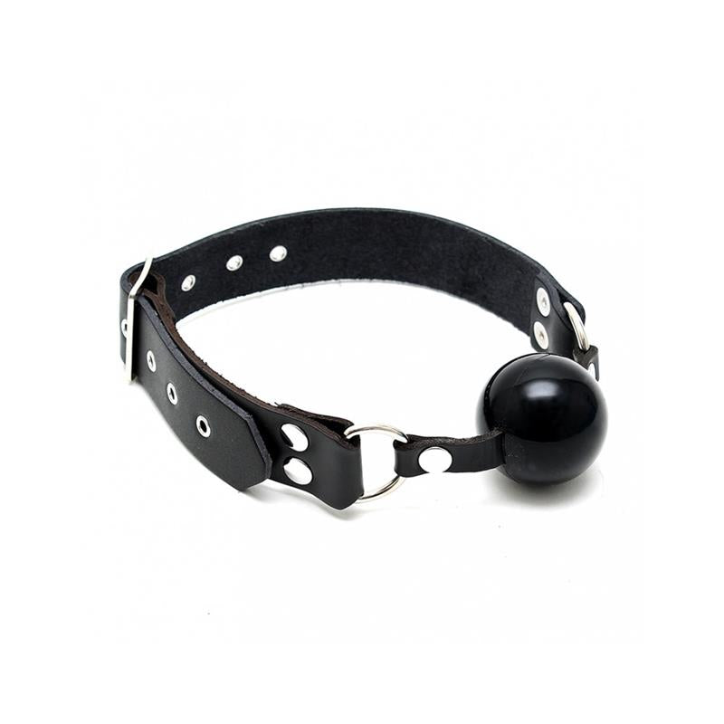 BONDAGE PLAY - MORDAZA CUERO Y SILICONA AJUSTABLE