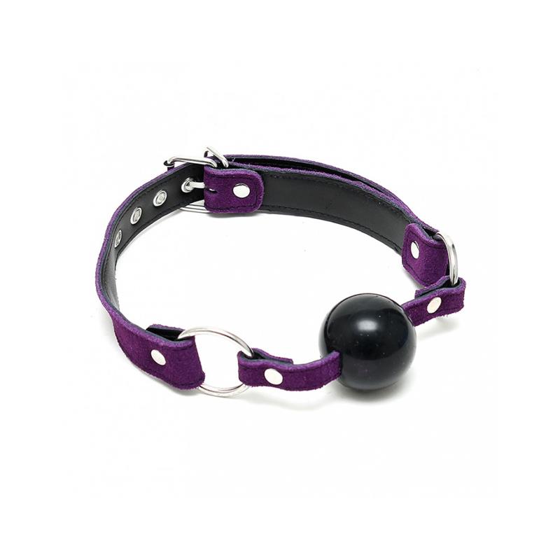 BONDAGE PLAY - MORDAZA CUERO Y SILICONA MORADO