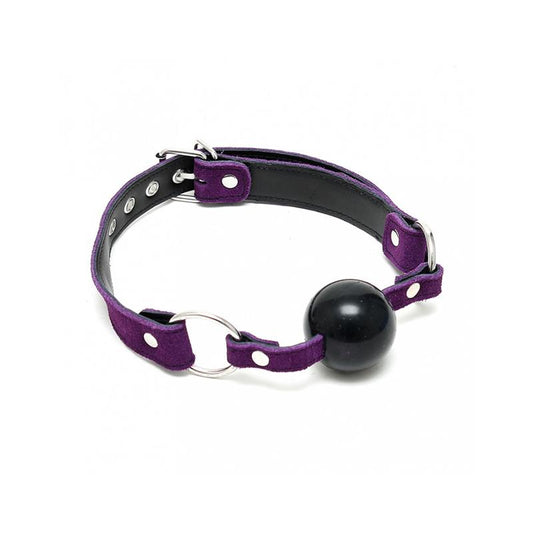 BONDAGE PLAY - MORDAZA CUERO Y SILICONA MORADO