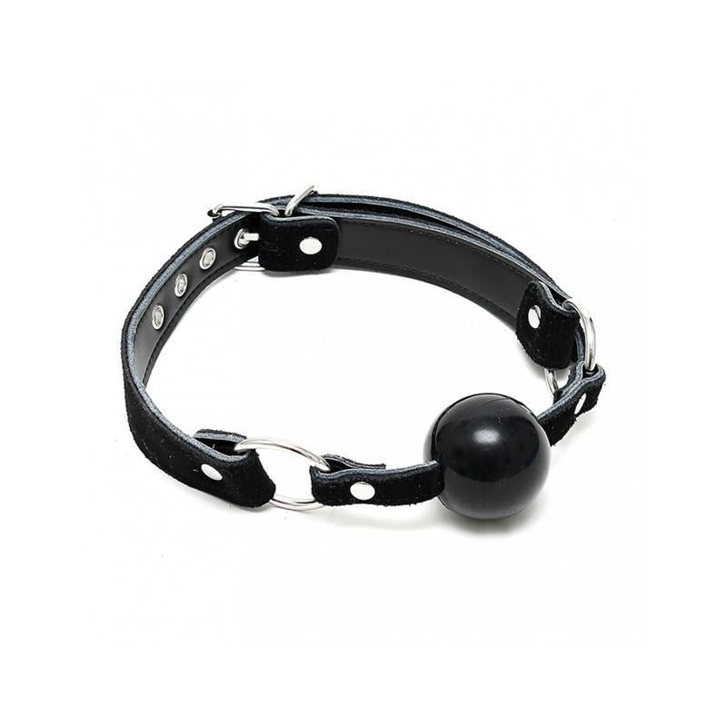 BONDAGE PLAY - MORDAZA CUERO Y SILICONA NEGRO