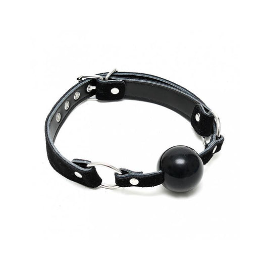 BONDAGE PLAY - MORDAZA CUERO Y SILICONA NEGRO