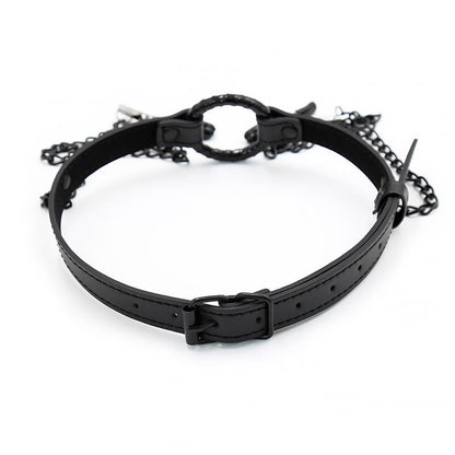 INTOYOU BLACK SHADOW - MORDAZA DE ARO Y PINZAS PARA PEZONES CUERO VEGANO