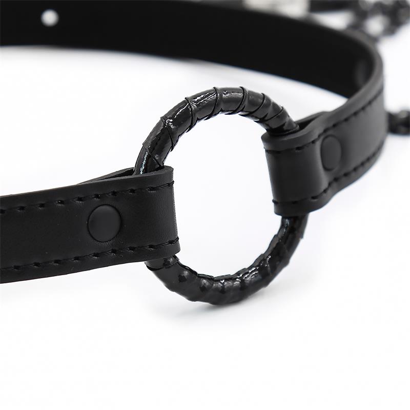 INTOYOU BLACK SHADOW - MORDAZA DE ARO Y PINZAS PARA PEZONES CUERO VEGANO