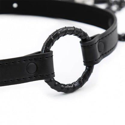 INTOYOU BLACK SHADOW - MORDAZA DE ARO Y PINZAS PARA PEZONES CUERO VEGANO