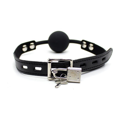 LATETOBED BDSM LINE - MORDAZA DE BOLA DE SILICONA 4 CM CON CANDADO NEGRO