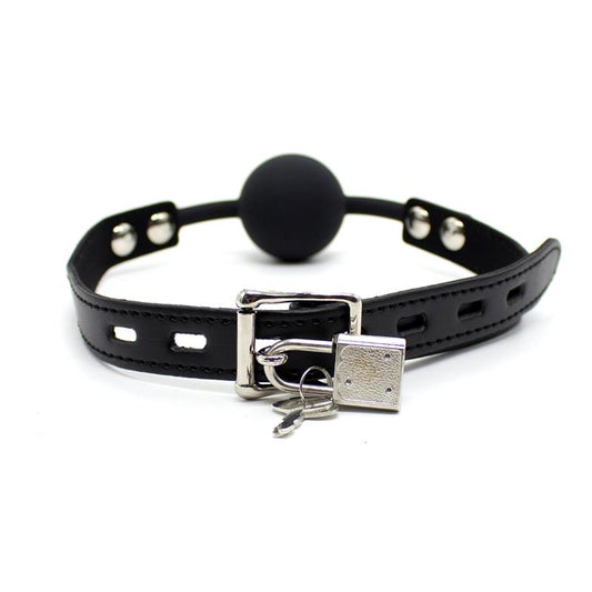 LATETOBED BDSM LINE - MORDAZA DE BOLA DE SILICONA 4 CM CON CANDADO NEGRO