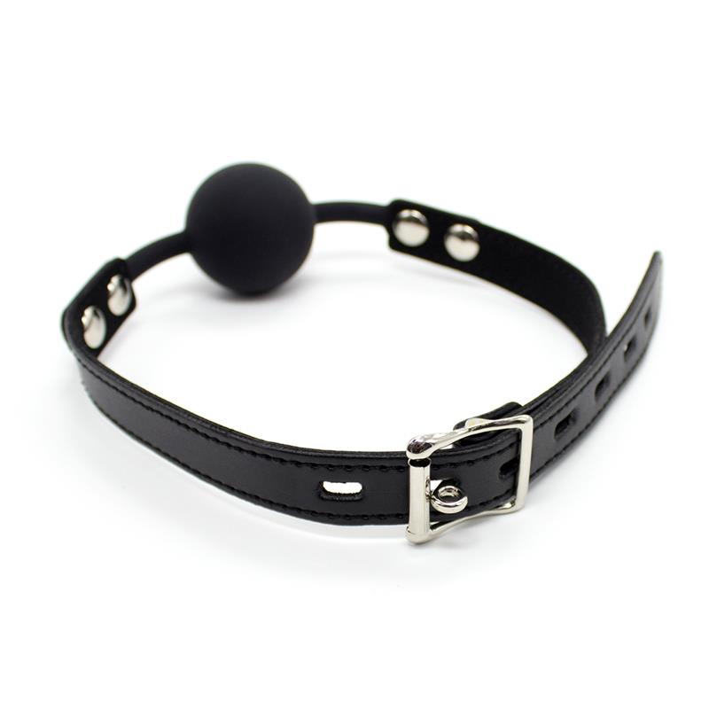 LATETOBED BDSM LINE - MORDAZA DE BOLA DE SILICONA 4 CM CON CANDADO NEGRO