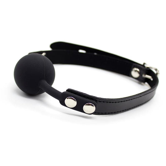 LATETOBED BDSM LINE - MORDAZA DE BOLA LISA DE SILICONA 4 CM AJUSTABLE NEGRO