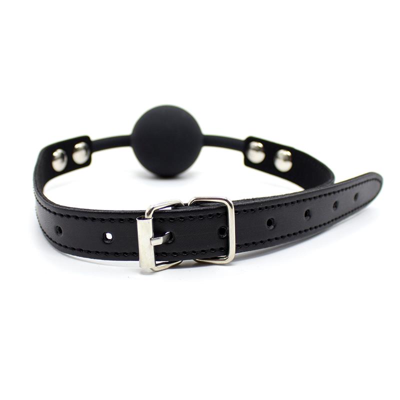 LATETOBED BDSM LINE - MORDAZA DE BOLA LISA DE SILICONA 4 CM AJUSTABLE NEGRO