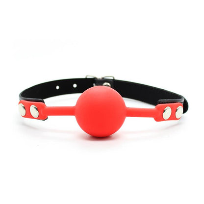 LATETOBED BDSM LINE - MORDAZA DE BOLA LISA DE SILICONA 4 CM NEGRO/ROJO