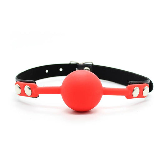 LATETOBED BDSM LINE - MORDAZA DE BOLA LISA DE SILICONA 4 CM NEGRO/ROJO
