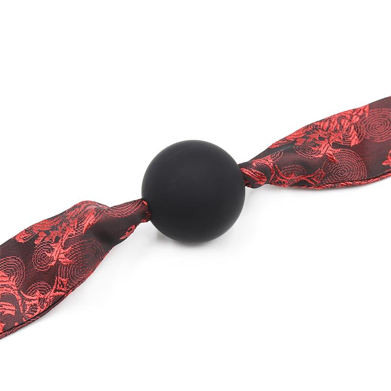 LATETOBED BDSM LINE - MORDAZA DE BOLA LISA SILICONA NEGRO/ROJO