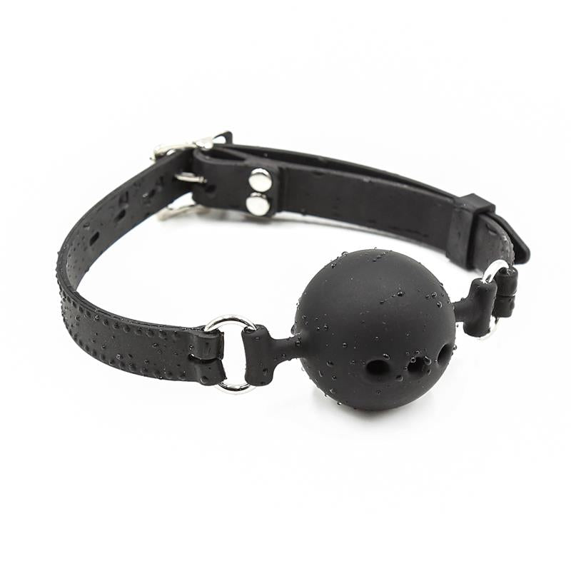 LATETOBED BDSM LINE - MORDAZA DE BOLA TRANSPIRABLE DE SILICONA 4,5 CM TALLA M NEGRO