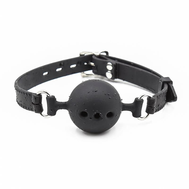 LATETOBED BDSM LINE - MORDAZA DE BOLA TRANSPIRABLE DE SILICONA 4,5 CM TALLA M NEGRO