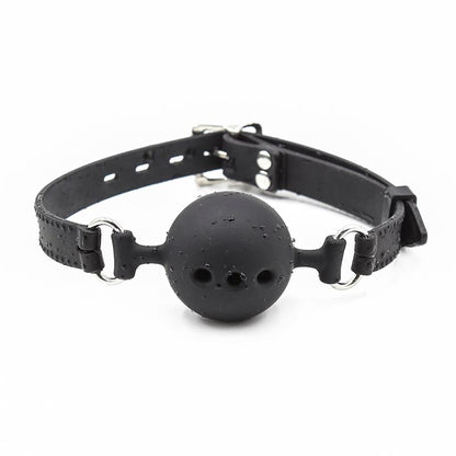 LATETOBED BDSM LINE - MORDAZA DE BOLA TRANSPIRABLE DE SILICONA 4,5 CM TALLA M NEGRO