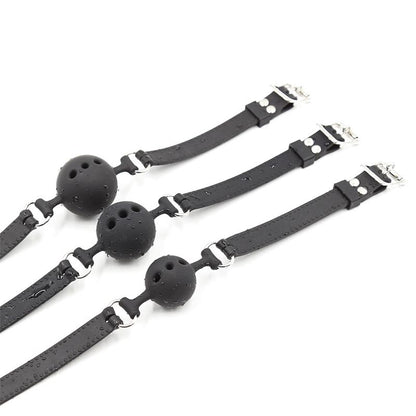 LATETOBED BDSM LINE - MORDAZA DE BOLA TRANSPIRABLE SILICONA 4 CM TALLA S NEGRO