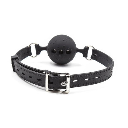 LATETOBED BDSM LINE - MORDAZA DE BOLA TRANSPIRABLE SILICONA 4 CM TALLA S NEGRO