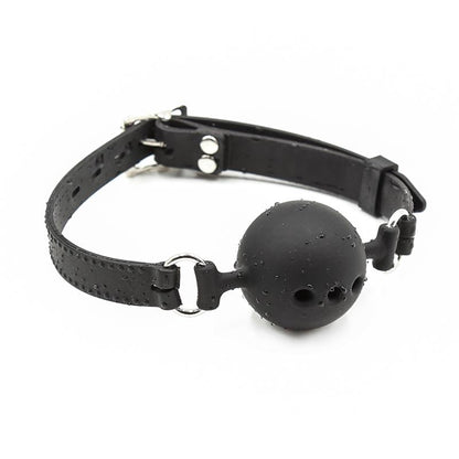 LATETOBED BDSM LINE - MORDAZA DE BOLA TRANSPIRABLE SILICONA 4 CM TALLA S NEGRO