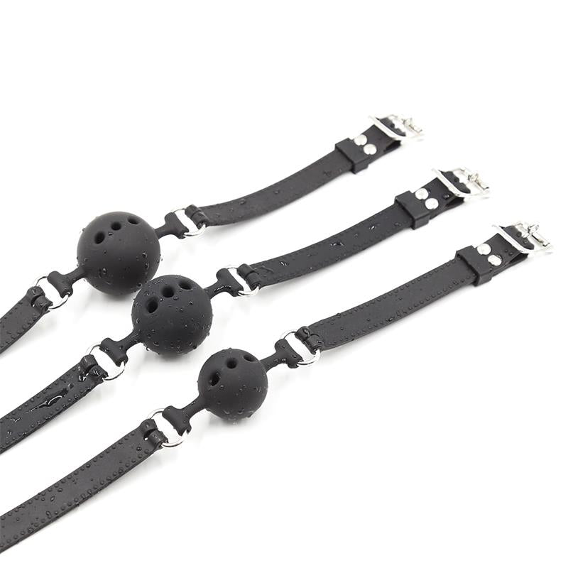 LATETOBED BDSM LINE - MORDAZA DE BOLA TRANSPIRABLE SILICONA 5 CM TALLA L NEGRO
