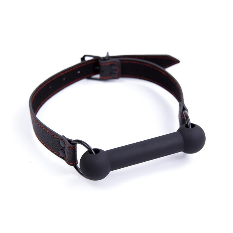 LATETOBED BDSM LINE - MORDAZA DE HUESO AJUSTABLE SILICONA NEGRO