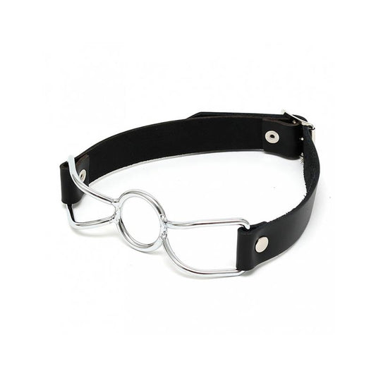 BONDAGE PLAY - MORDAZA FORMA ANILLO METAL Y CUERO